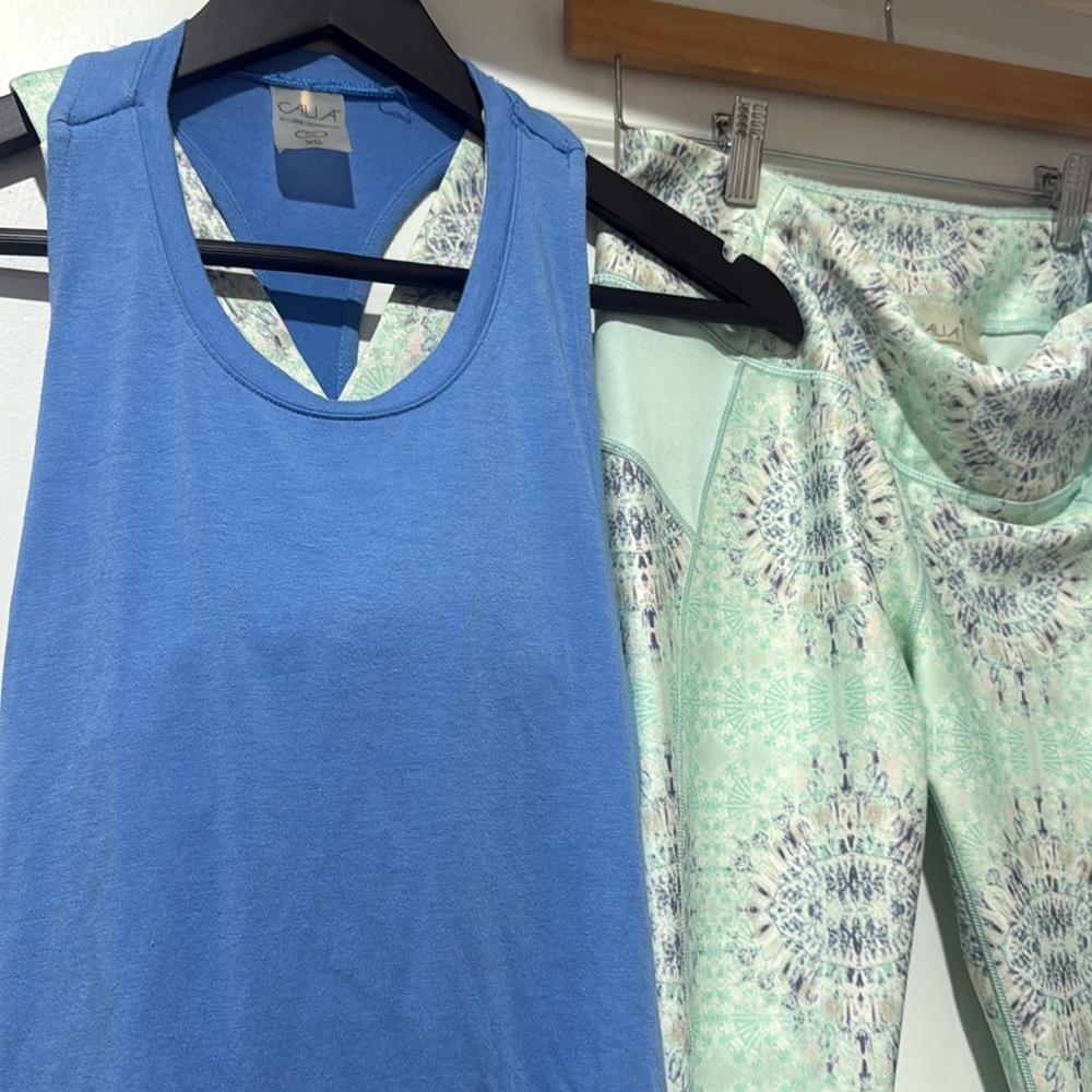 Calia Mint Green Patterned Women's Leggings and Tank Set - Picture 2 of 3